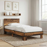 Vidaxl bedframe met hoofdeinde oud hout 80 x 200 cm bewerkt hout