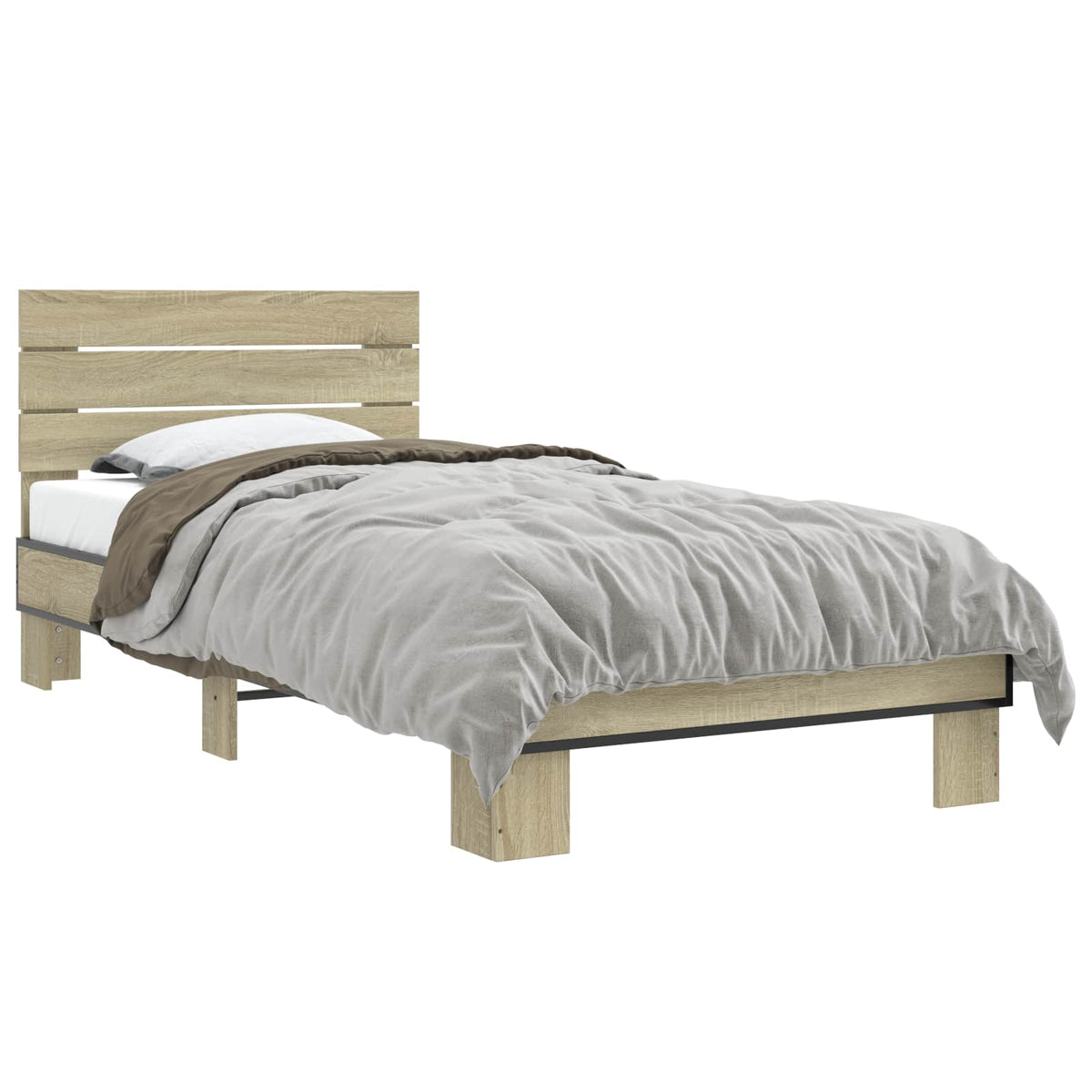 Vidaxl bedframe met hoofdeinde sonoma eiken 80 x 200 cm bewerkt hout