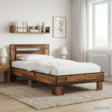 Vidaxl bedframe met hoofdeinde oud hout 80 x 200 cm bewerkt hout