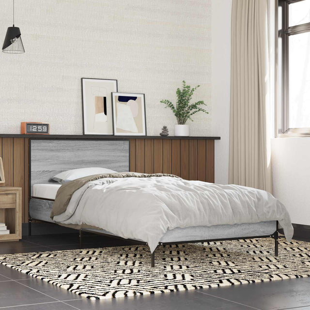 Vidaxl bedframe met hoofdeinde grijs sonoma 80 x 200 cm bewerkt hout