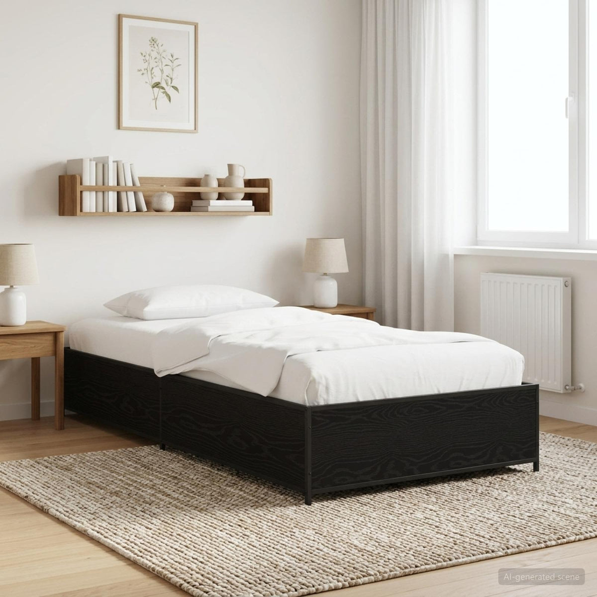 Vidaxl bedframe zwart eiken 80 x 200 cm bewerkt hout