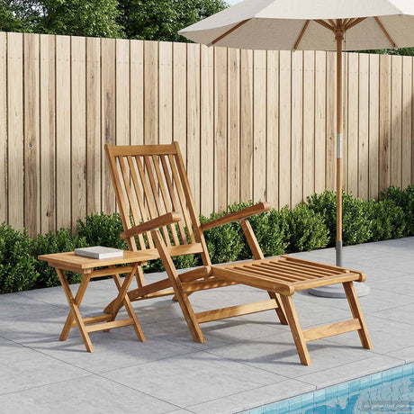 Vidaxl vouwstoel met tafel naturel massief teakhout