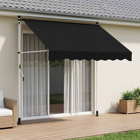 Vidaxl handmatig uitschuifbare luifel zwart 150 cm