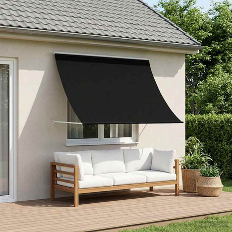 Vidaxl markies zwart 400 x 150 cm 180 g m² polyester met pu coating