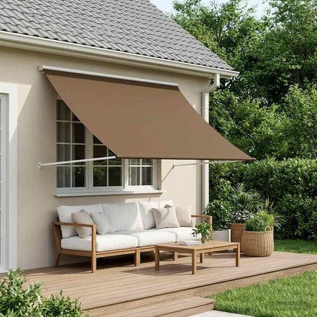 Vidaxl markies taupe 350 x 150 cm 180 g m² polyester met pu coating