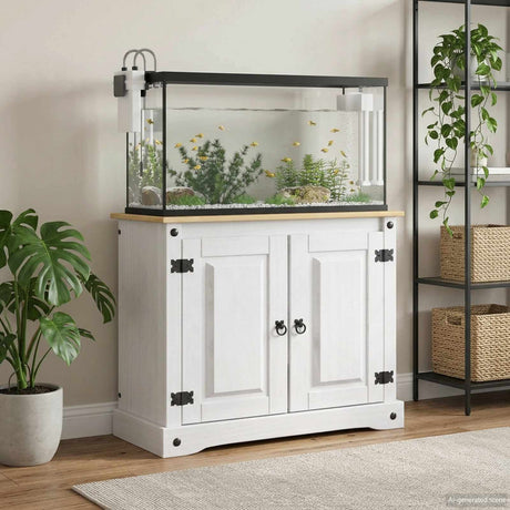 Vidaxl aquarium stand corona wit en bruin 81,5 x 37 x 73 cm 250 kg