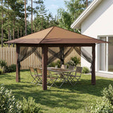 Vidaxl gazebo met 4 zijwanden 3,3 x 3,3 m beige en bruin