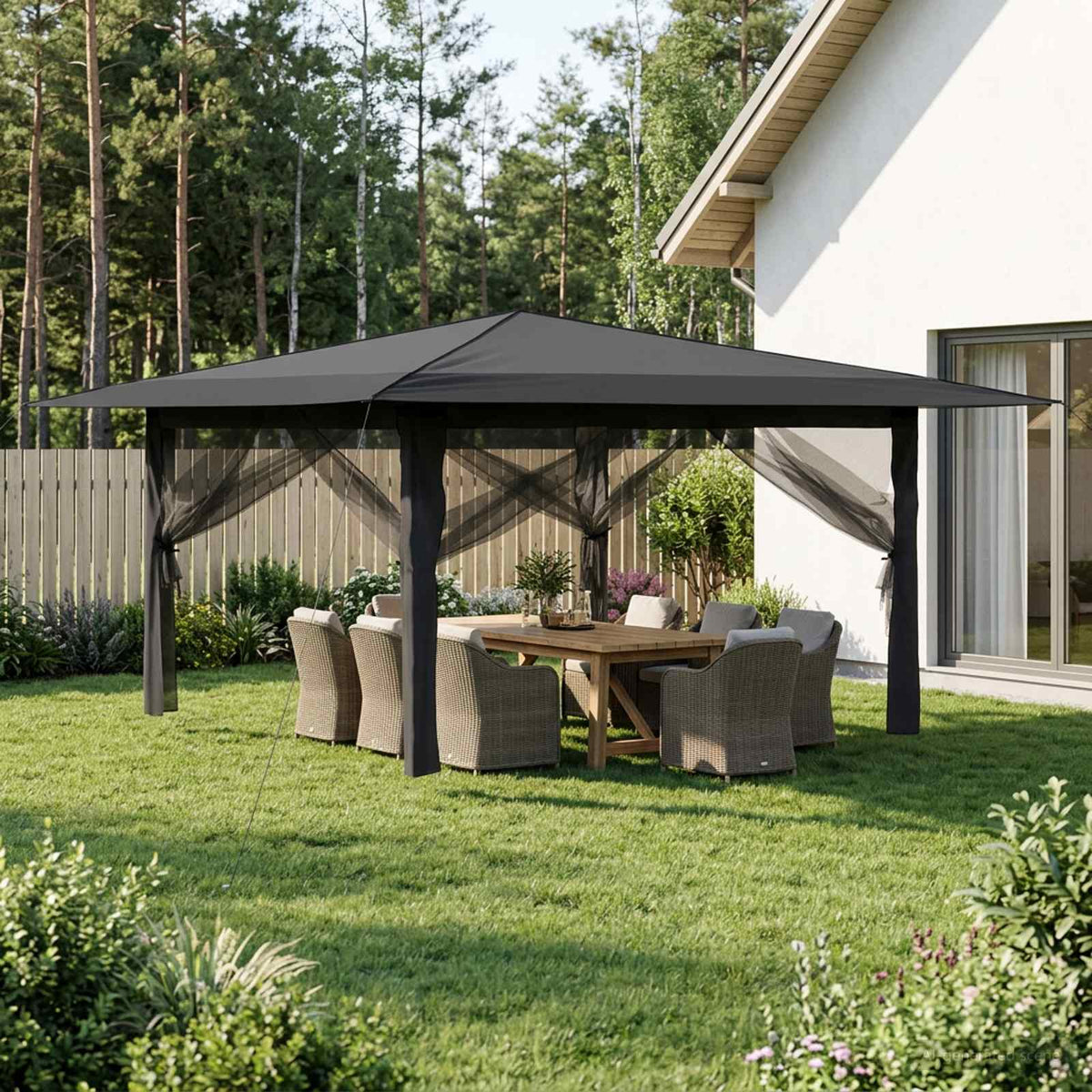 Vidaxl paviljoen met 4 zijwanden 4 x 4 m
