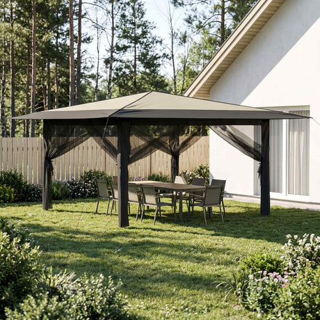 Vidaxl paviljoen met 4 zijwanden 4 x 4 m crème en antraciet