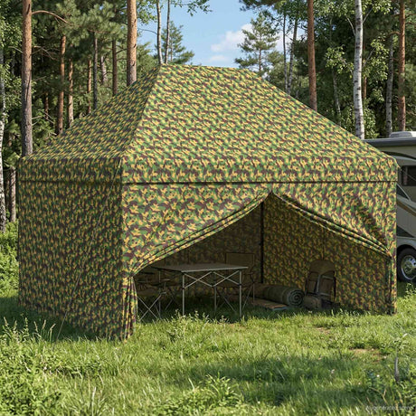 Vidaxl tent met 4 zijwanden 2,95 x 4,1 m leger camouflage
