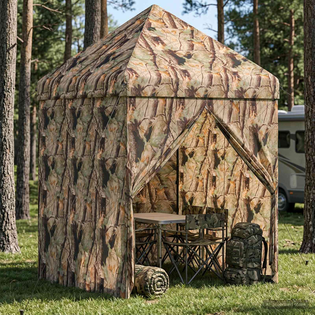 Vidaxl pop-up gazebo met 4 zijwanden 3 x 3 m bos camouflage