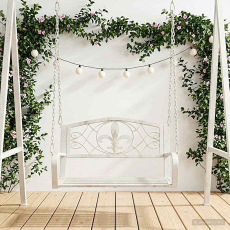 Vidaxl schommelbank staal 71,5 x 59 x 55 cm antiek wit