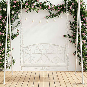 Vidaxl schommelbank staal 105,5 x 61 x 56 cm antiek wit