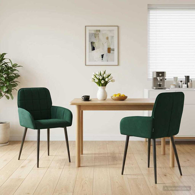 Vidaxl eettafelstoelen 2 st fluweel donkergroen 56.5 x 50 x 85 cm