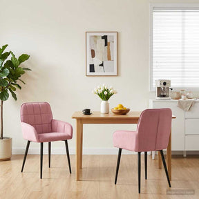 Vidaxl eettafelstoelen 2 st fluweel roze 56.5 x 50 x 85 cm