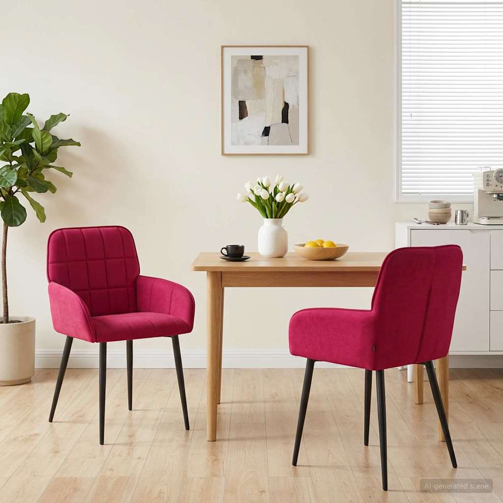 Vidaxl eettafelstoelen 2 st fluweel wijnrood 56.5 x 50 x 85 cm
