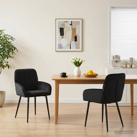 Vidaxl eettafelstoelen 2 st fluweel zwart 56.5 x 50 x 85 cm