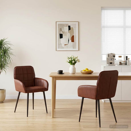 Vidaxl eettafelstoelen 2 st kunstleer glanzend bruin 56,5 x 50 x 85 cm