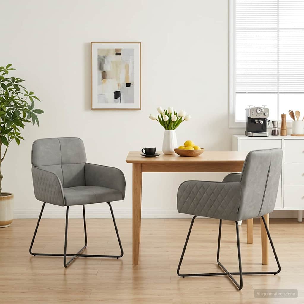 Vidaxl eettafelstoelen 2 st fluweel lichtgrijs 59 x 56,5 x 86 cm