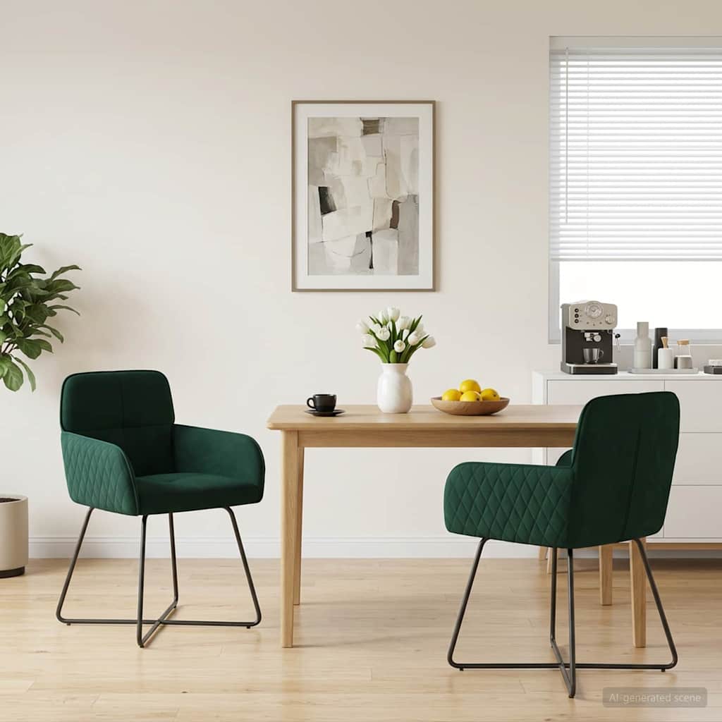 Vidaxl eettafelstoelen 2 st fluweel donkergroen 59 x 56,5 x 86 cm
