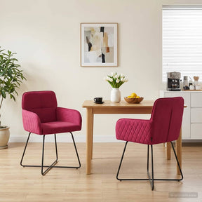 Vidaxl eettafelstoelen 2 st fluweel wijnrood 59 x 56,5 x 86 cm