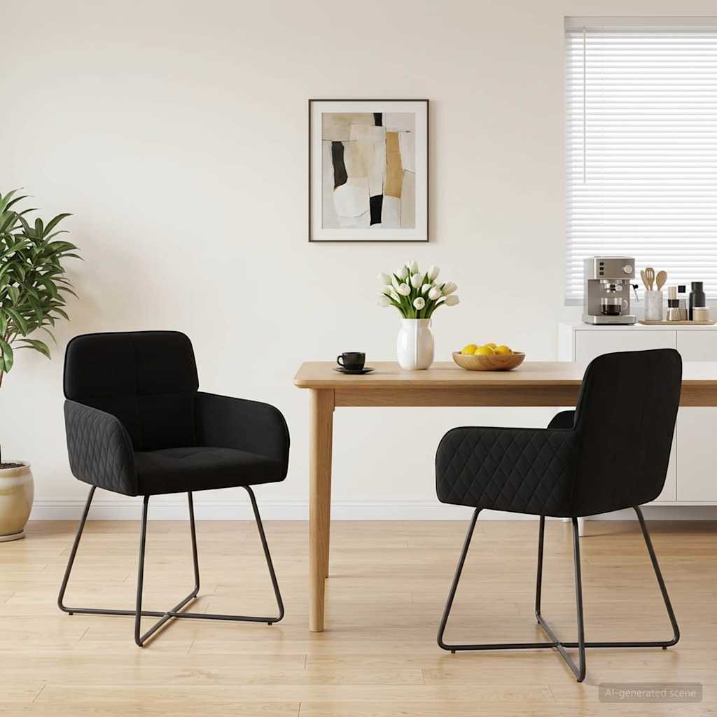 Vidaxl eettafelstoelen 2 st fluweel zwart 59 x 56,5 x 86 cm