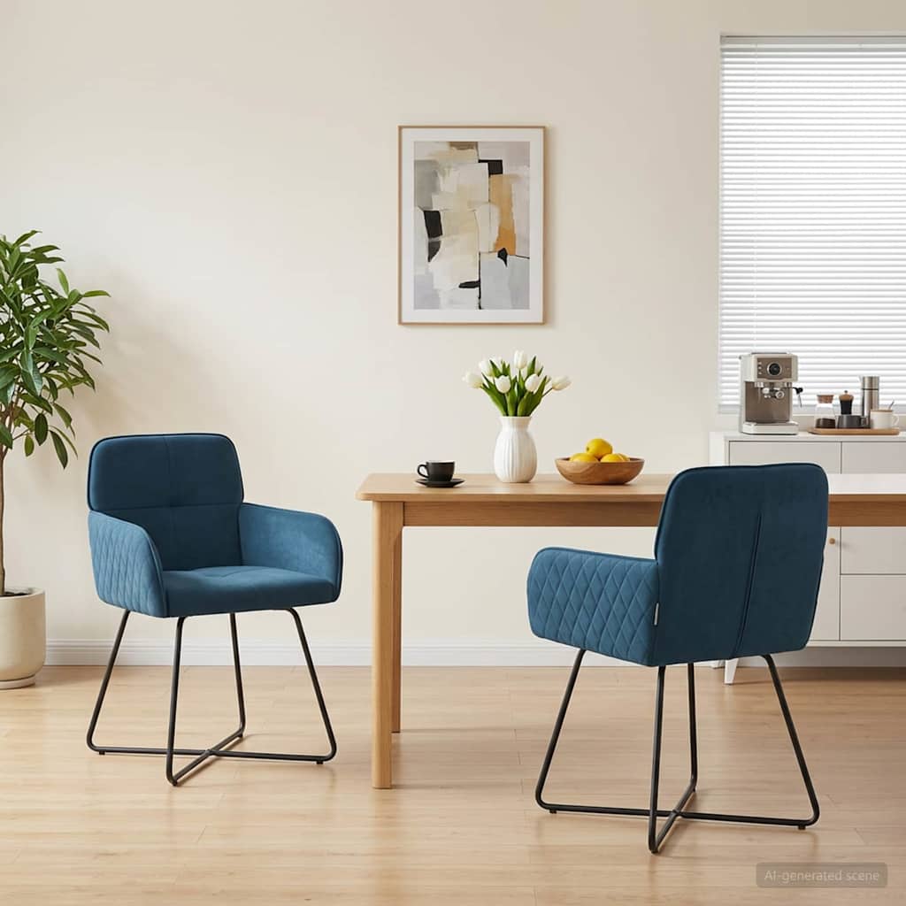 Vidaxl eettafelstoelen 2 st fluweel blauw 59 x 56,5 x 86 cm