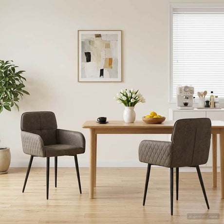 Vidaxl eettafelstoelen 2 st nep suede leer donkergrijs 59x56,5x85cm