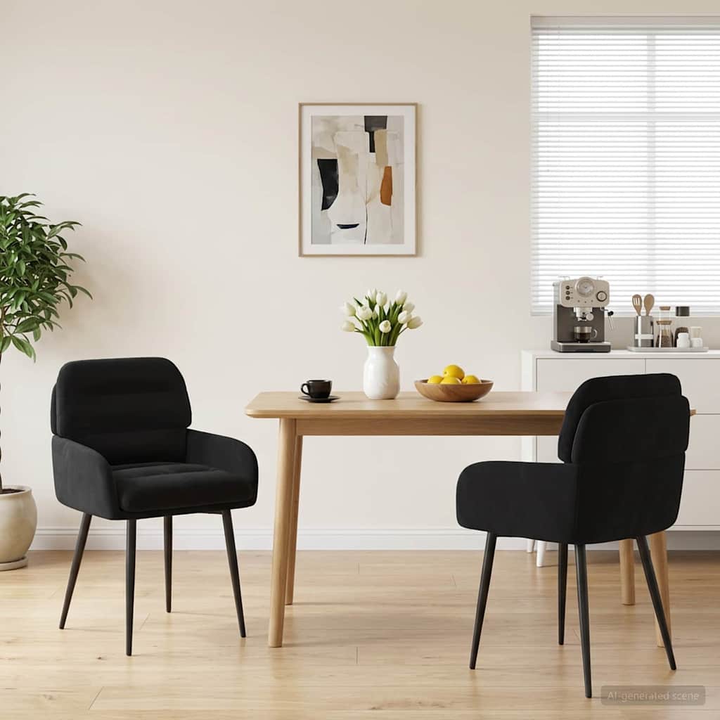 Vidaxl eettafelstoelen 2 st fluweel zwart 59 x 59,5 x 90 cm