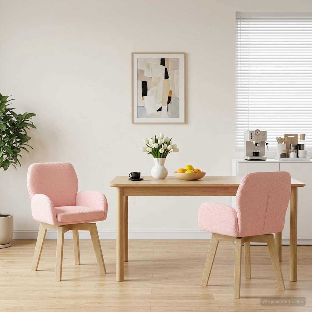 Vidaxl draai eetstoelen 2 st bouclé roze 54 x 58 x 87 cm