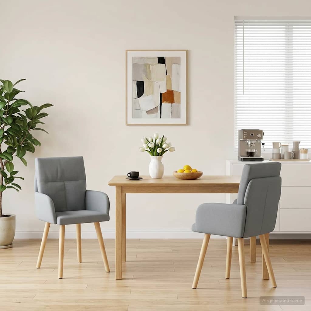 Vidaxl eettafelstoelen 2 st stof lichtgrijs 60 x 56 x 93 cm