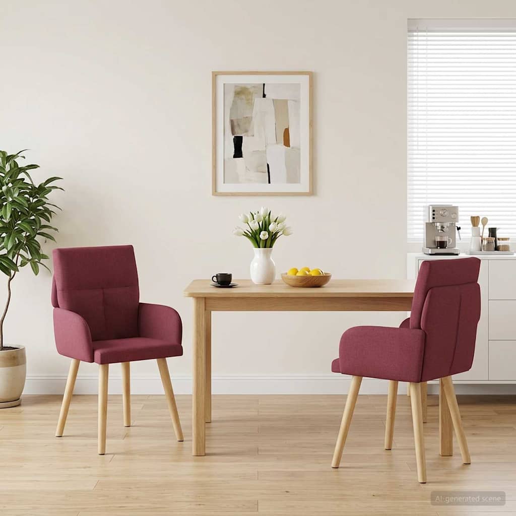 Vidaxl eettafelstoelen 2 st stof wijnrood 60 x 56 x 93 cm