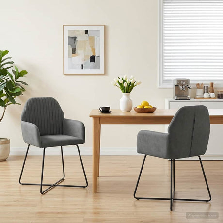 Vidaxl eettafelstoelen 2 st fluweel donkergrijs 55 x 50 x 84 cm
