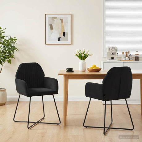 Vidaxl eettafelstoelen 2 st fluweel zwart 55 x 50 x 84 cm