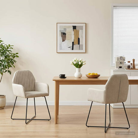 Vidaxl eettafelstoelen 2 st fluweel crèmekleurig 55 x 50 x 84 cm