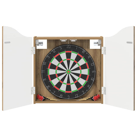 Vidaxl dartbord kabinet artisanaal eiken 56 x 12 x 63 cm bewerkt hout