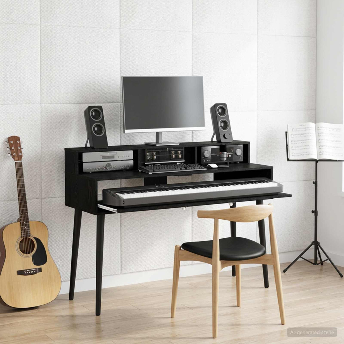 Vidaxl studiobureau zwart eiken 130 x 42,5 x 36 cm bewerkt hout