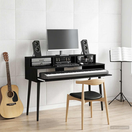 Vidaxl studiobureau zwart eiken 130 x 42,5 x 36 cm bewerkt hout