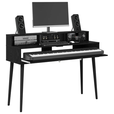 Vidaxl studiobureau zwart eiken 130 x 42,5 x 36 cm bewerkt hout