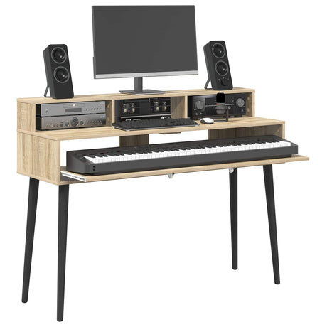 Vidaxl studiobureau sonoma eiken 130 x 42,5 x 36 cm bewerkt hout
