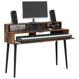 Vidaxl studiobureau gerookt eiken 130 x 42,5 x 36 cm bewerkt hout