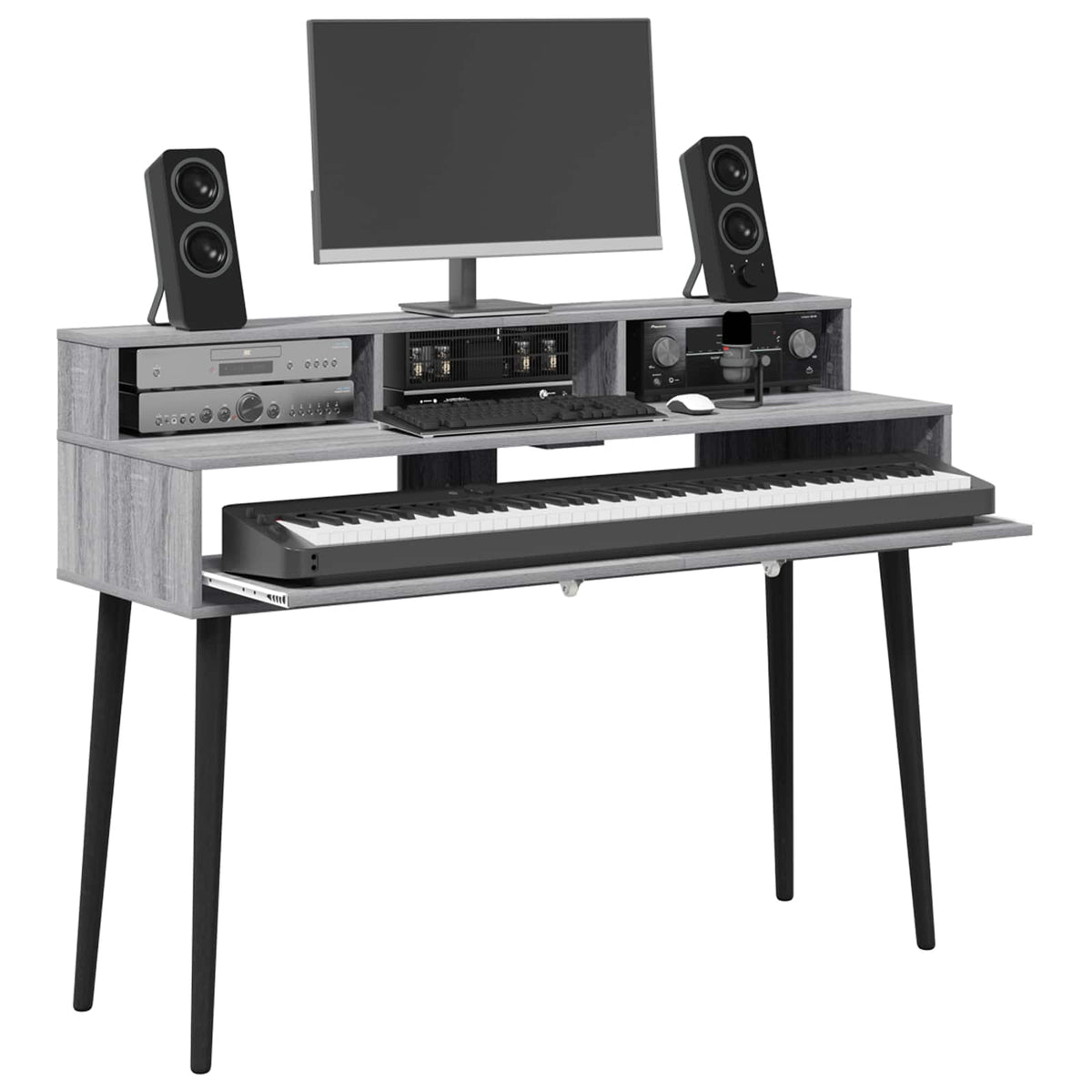 Vidaxl studiobureau grijs sonoma 130 x 42,5 x 36 cm bewerkt hout