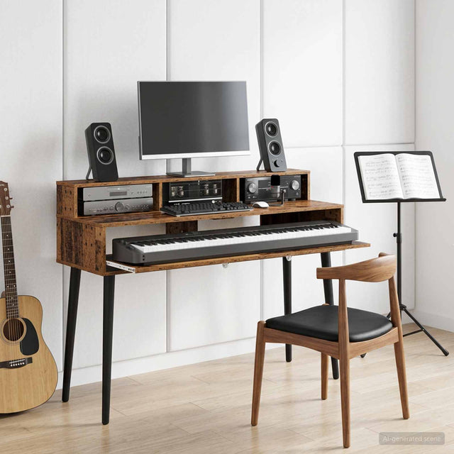 Vidaxl studiobureau oud hout 130 x 42,5 x 36 cm bewerkt hout