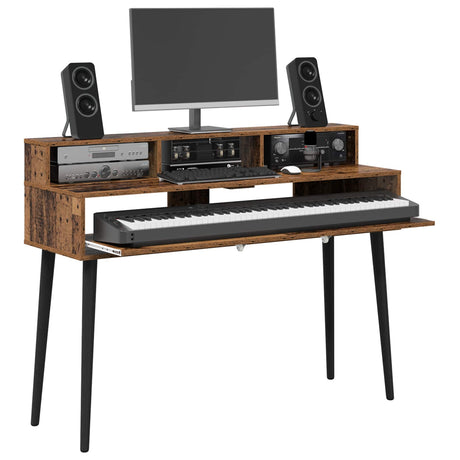 Vidaxl studiobureau oud hout 130 x 42,5 x 36 cm bewerkt hout