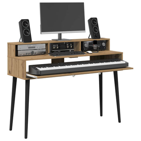 Vidaxl studiobureau artisanaal eiken 130 x 42,5 x 36 cm bewerkt hout