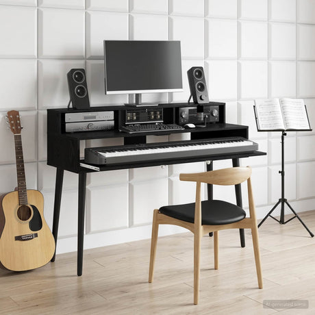 Vidaxl studiobureau zwart eiken 110 x 42,5 x 36 cm bewerkt hout