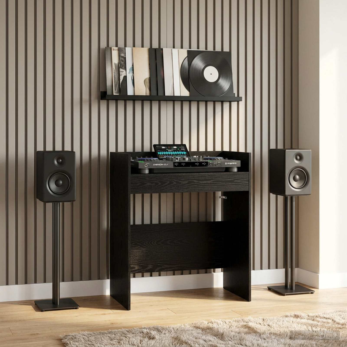 Vidaxl dj tafel zwart eiken 102 x 45 x 102 cm bewerkt hout