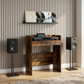 Vidaxl dj tafel gerookt eiken 62 x 45 x 102 cm bewerkt hout