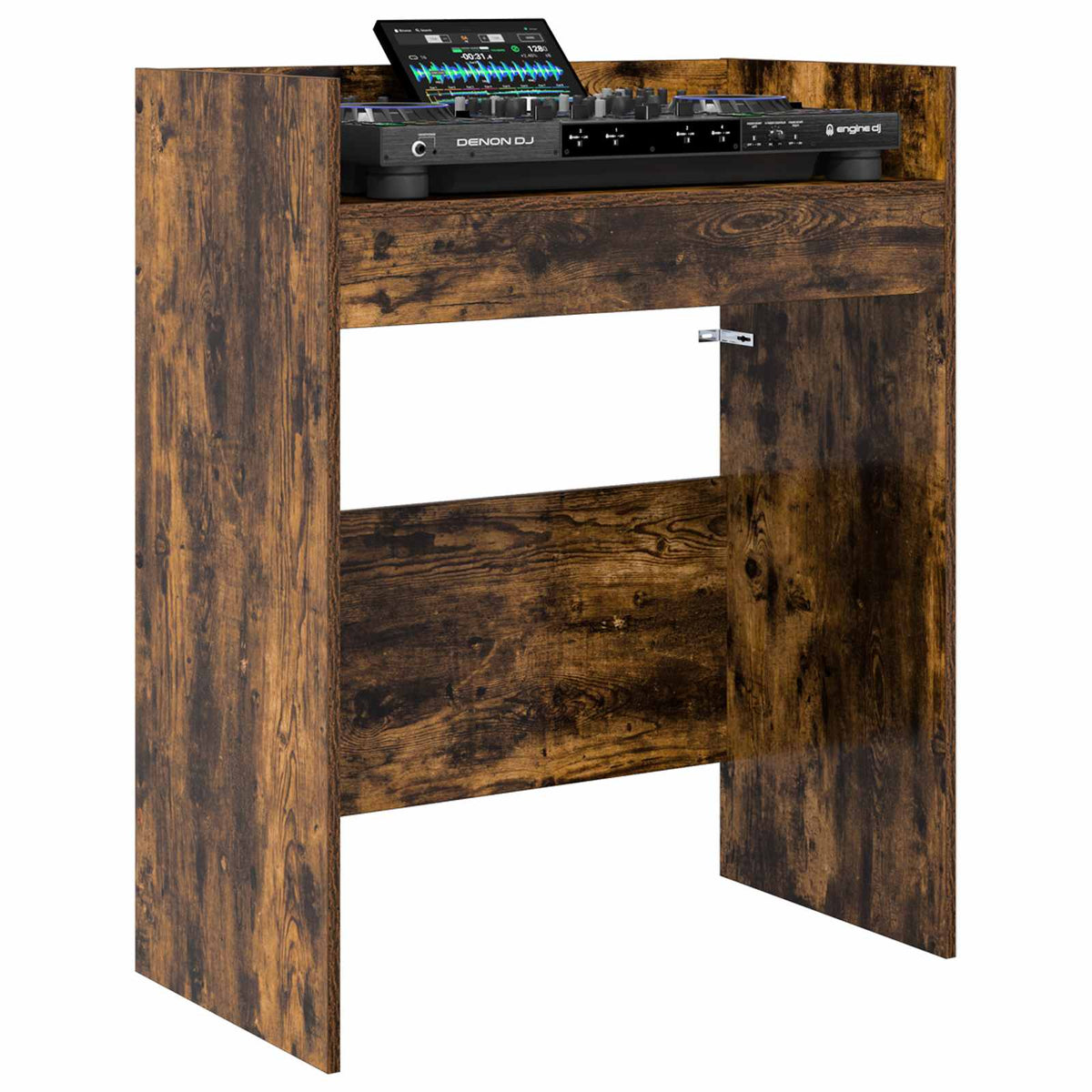 Vidaxl dj tafel gerookt eiken 62 x 45 x 102 cm bewerkt hout