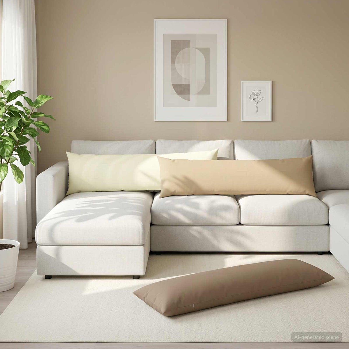 Vidaxl kussensloop heerlen beige 40 x 145 cm polyester